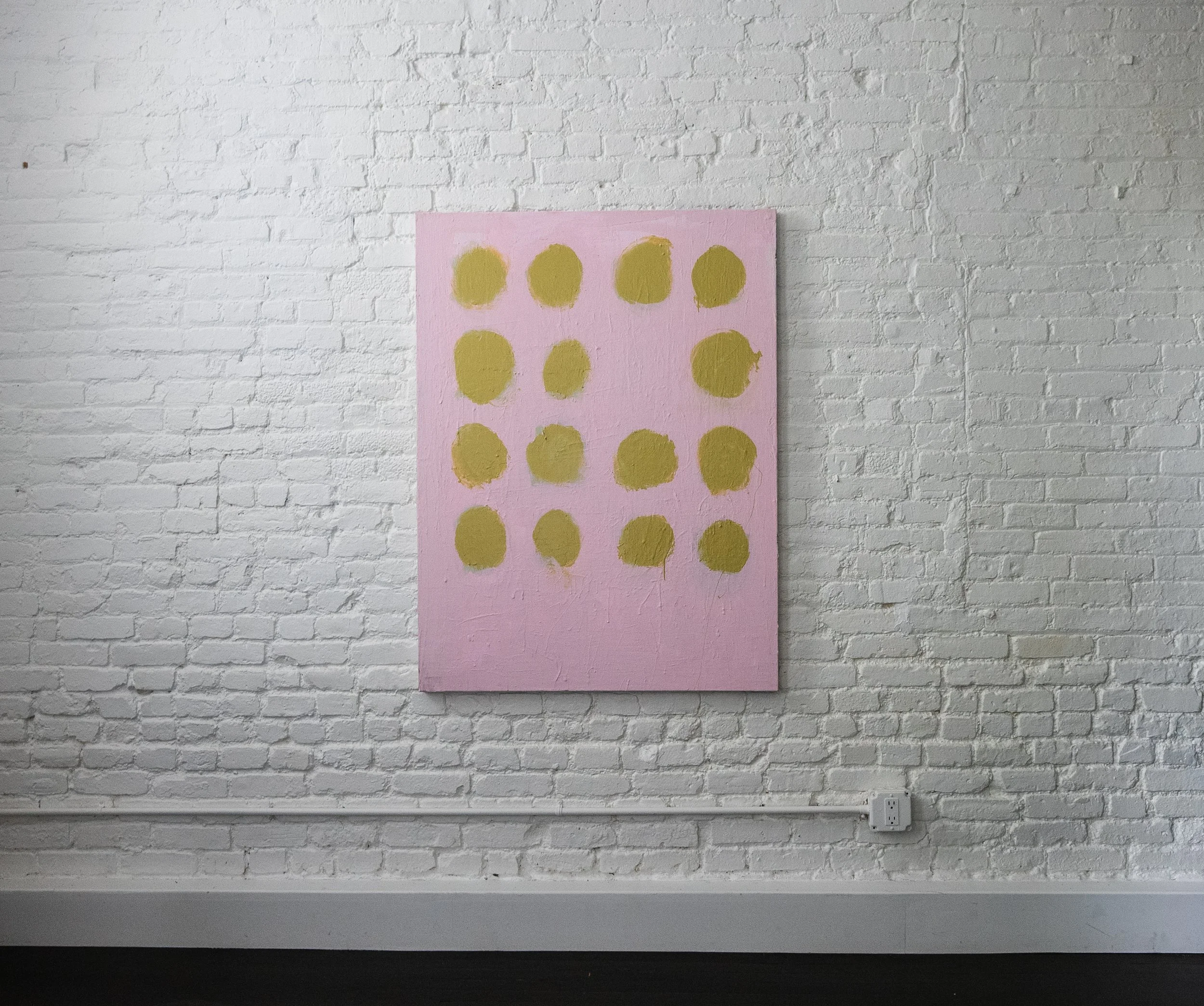 Forgot a Dot (Pink) - 36" x 48" - Acrylic + Oil Stick on Stretched Canvas
