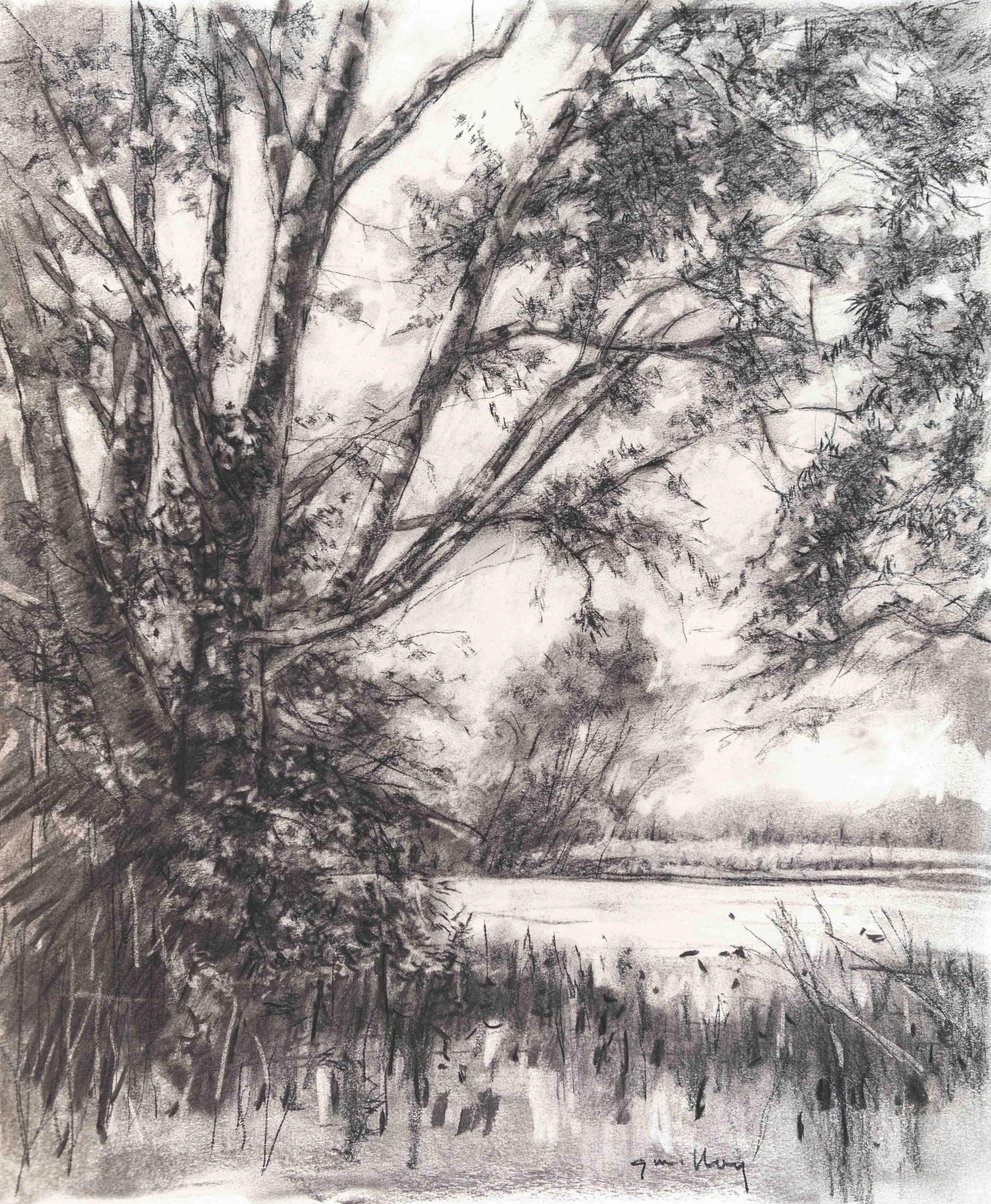 Down by the Mississippi River, 11 x 14 inches