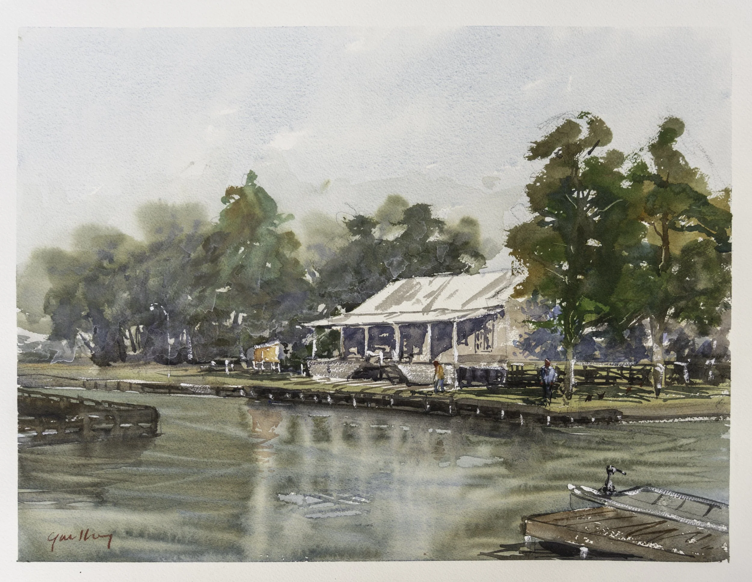 Manchac Camp, watercolor, 18 x 24 inches