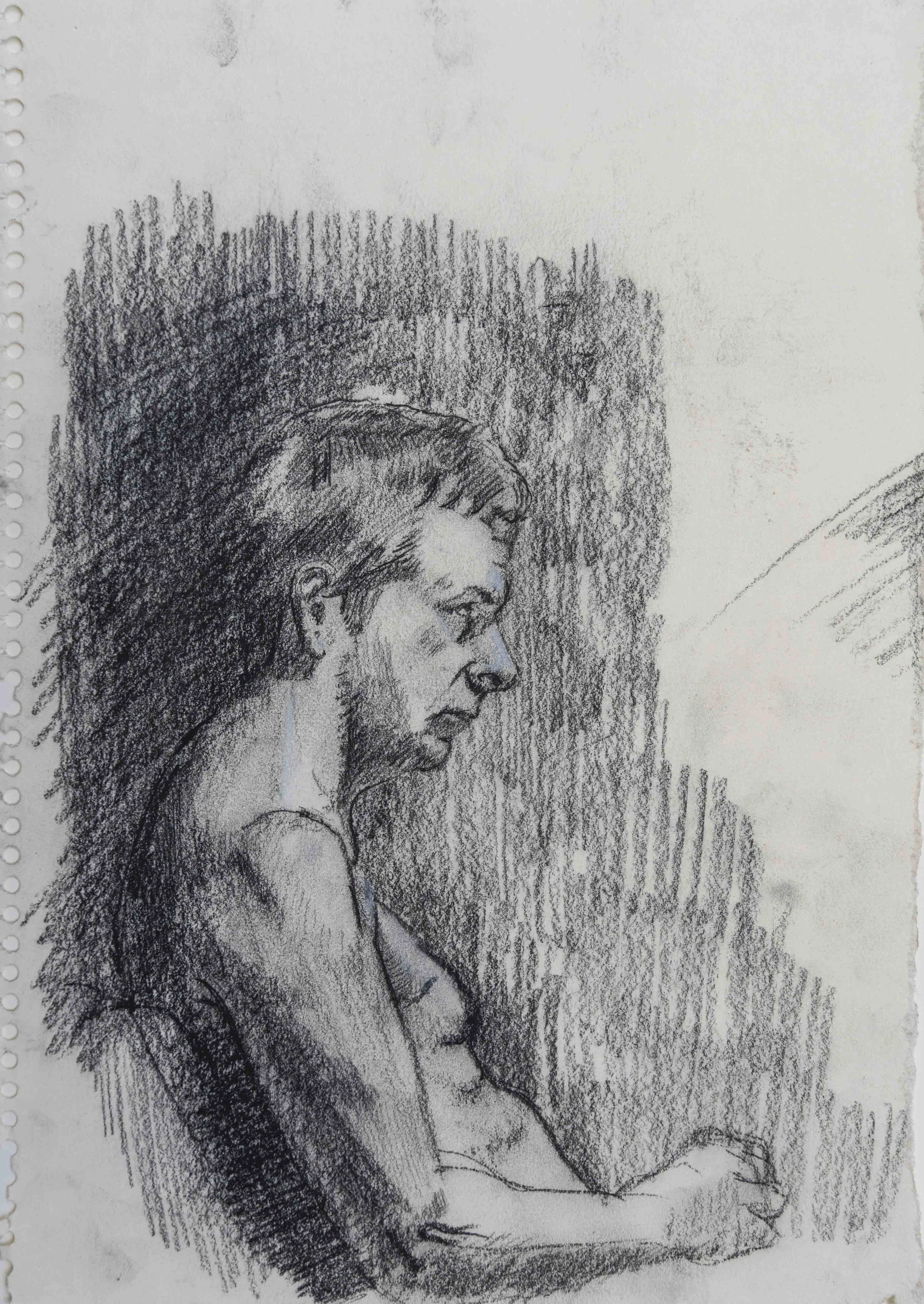 Self-portrait in mirror, 8 x 10 inches