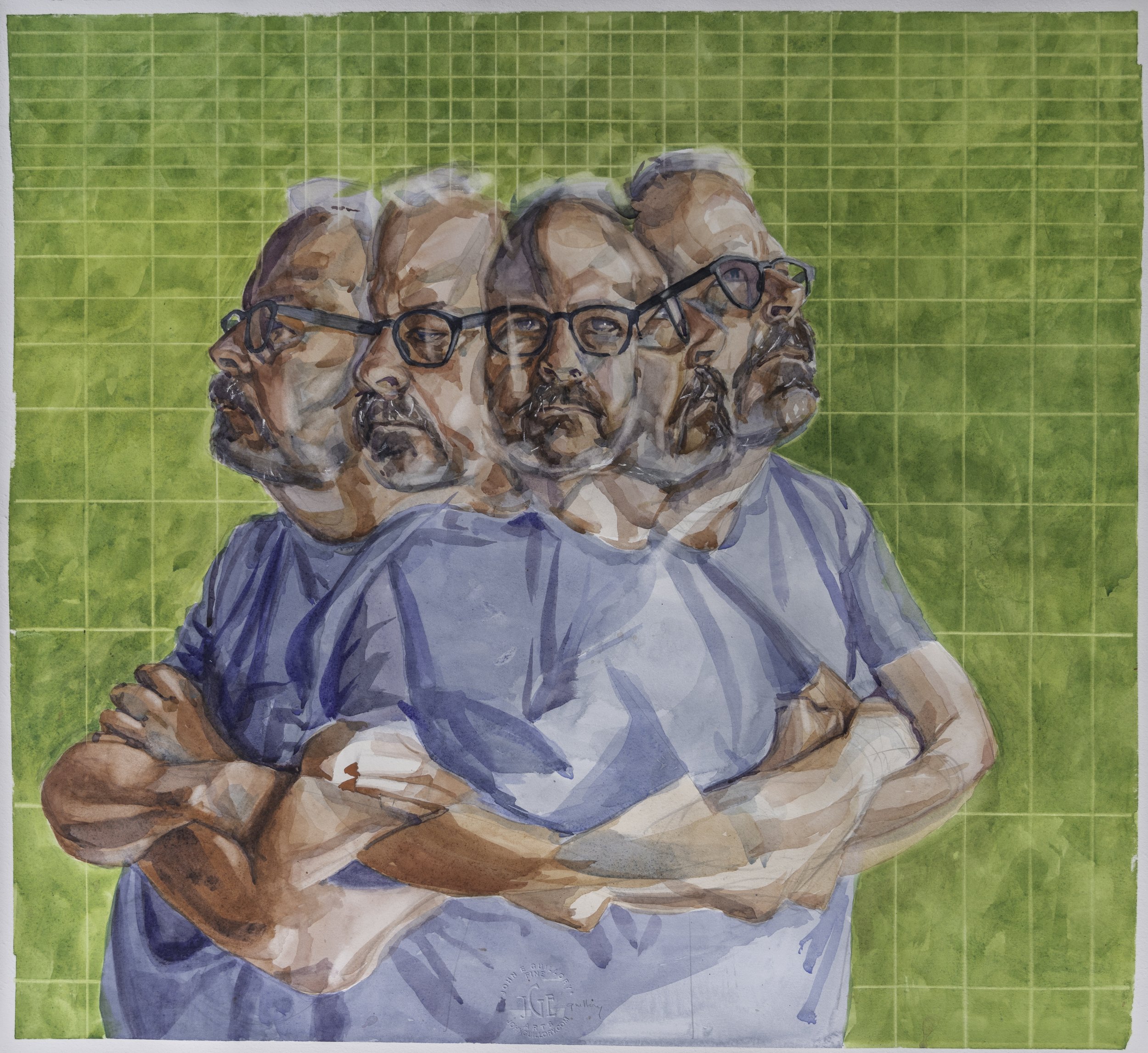 Self-portrait, watercolor, 30 x 30 inches