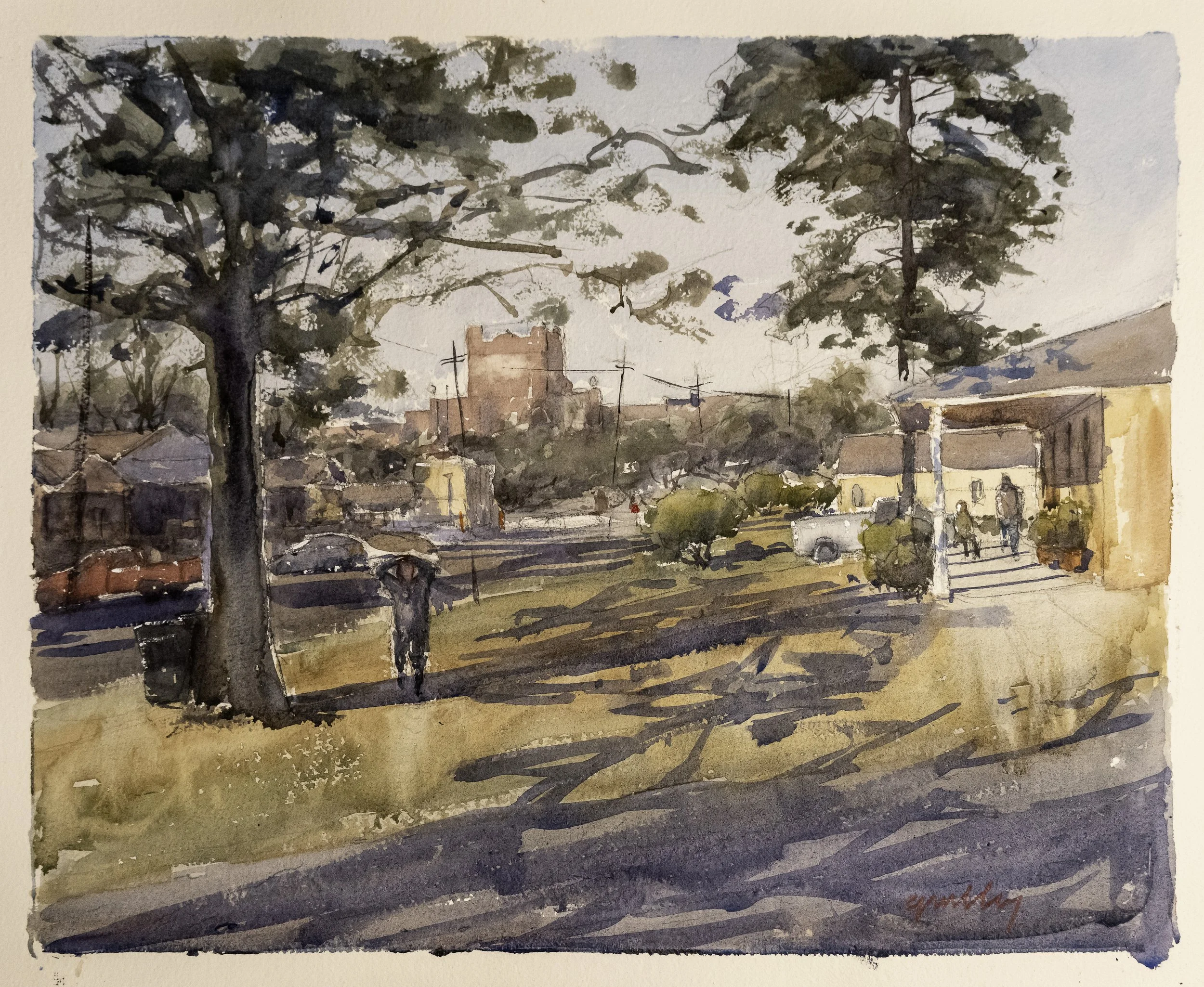 Baton Rouge High School. Watercolor, 18 x 24 inches 