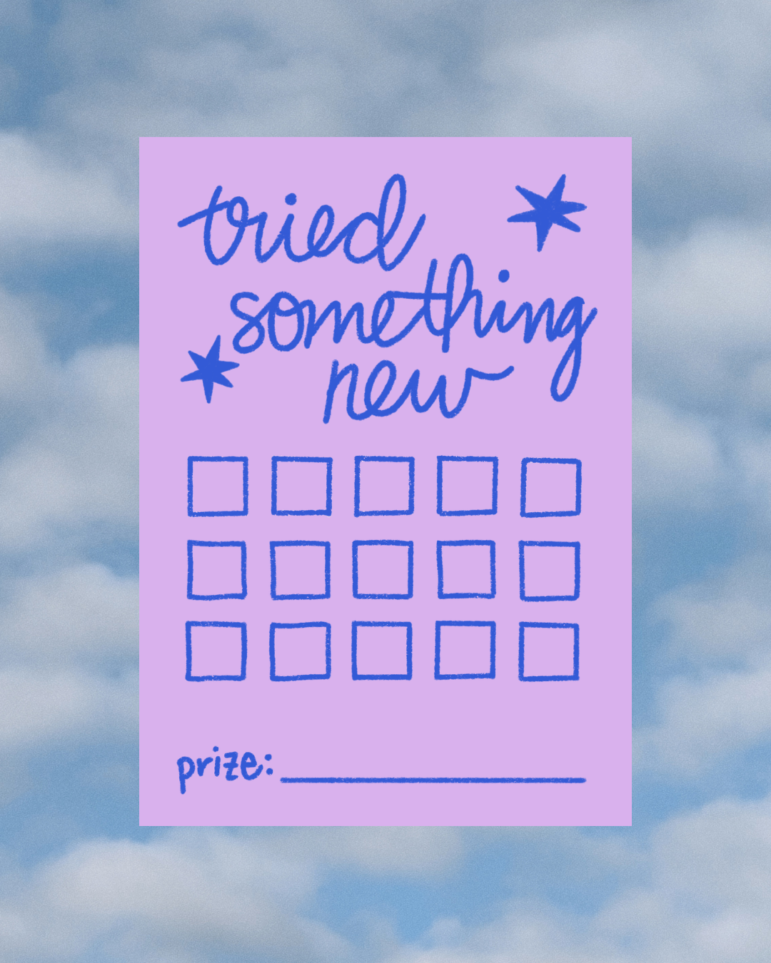 "Tried something new" sticker chart