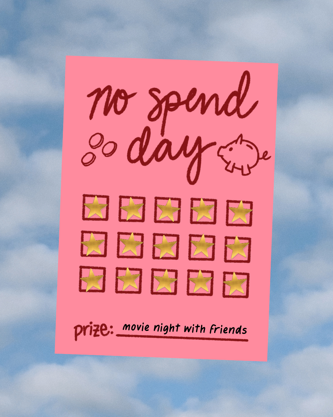 Completed sticker chart for no spend days