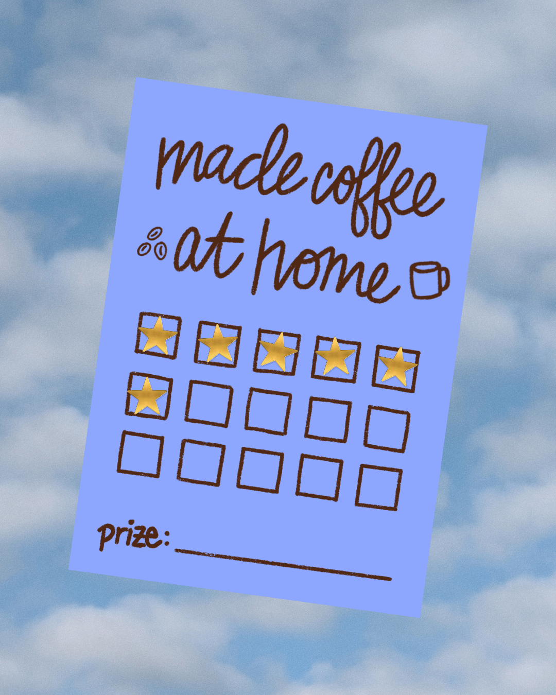 Sticker chart for making coffee at home