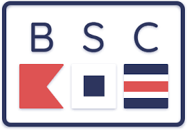 BSC logo with a red flag, a black square, and red, white, and blue stripes.