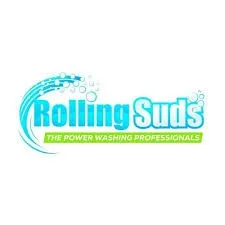 Rolls of cleaning supplies with the Rolling Suds logo and slogan 'The Power Washing Professionals'.