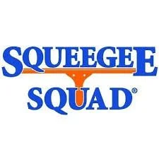 Squeeze Squad logo with blue text and an orange squeeze bottle icon in the center