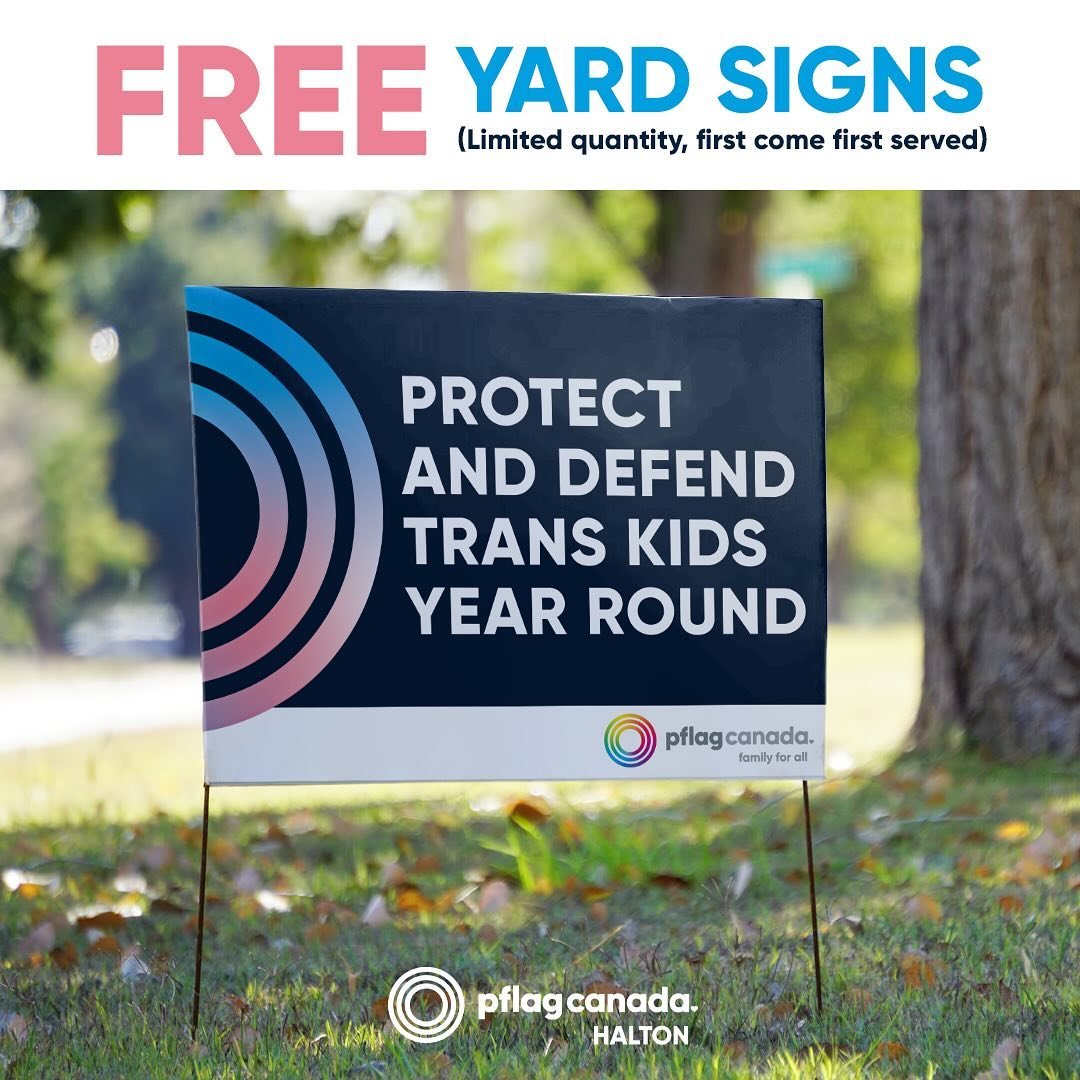 We are pleased to announce that we have free lawn signs available as part of a pflag national initiative. 

Four different lawn signs are available that all speak to the need for us to combat the rise in anti-transphobic rhetoric and legislation swee