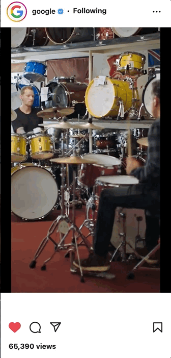 Google Jason Fred Drumming Social post Screen Cap.gif