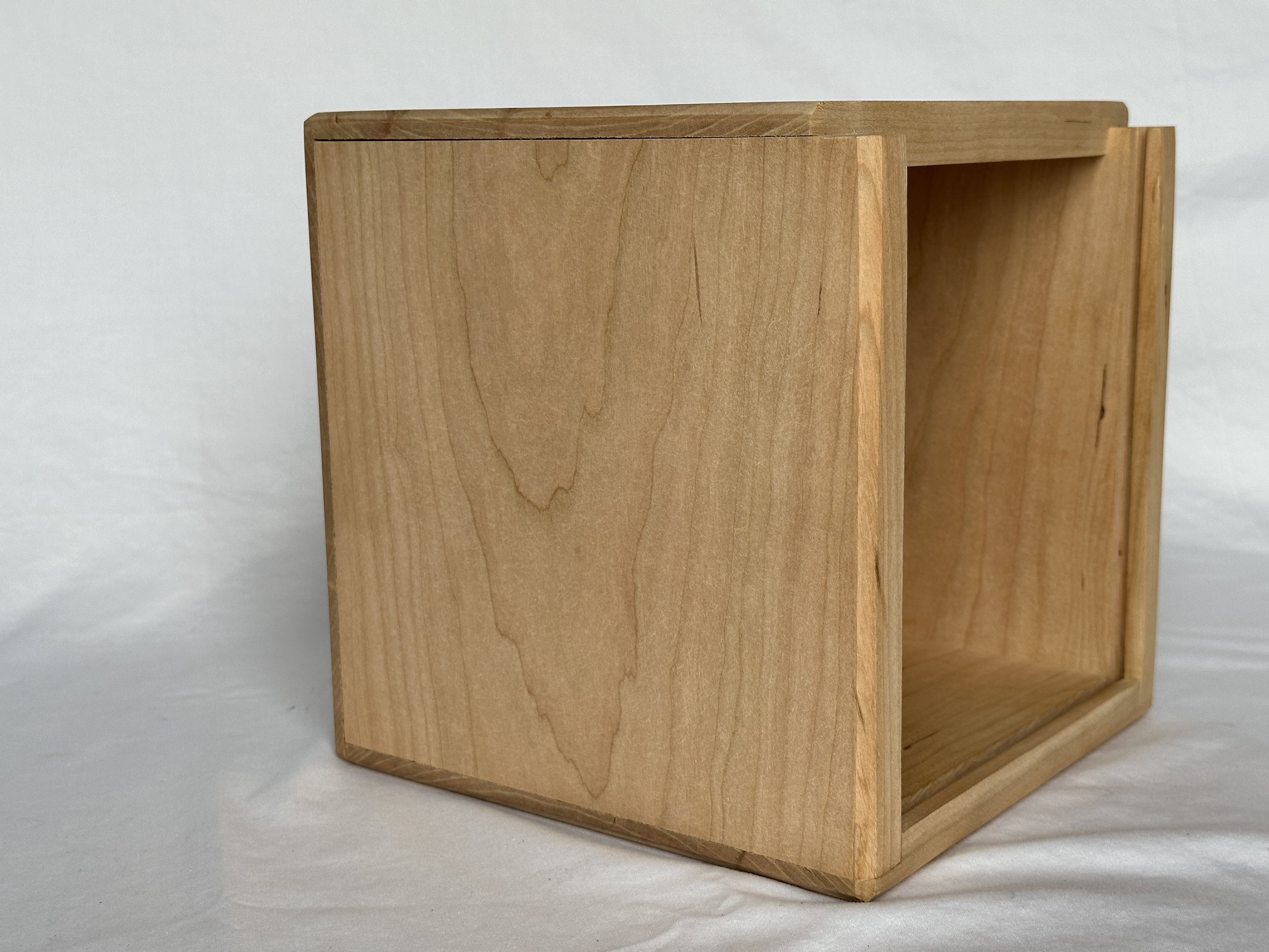 Side image of Cherry Top Shelf Cocktail Smoker Box, no stain applied, natural wood (Copy)