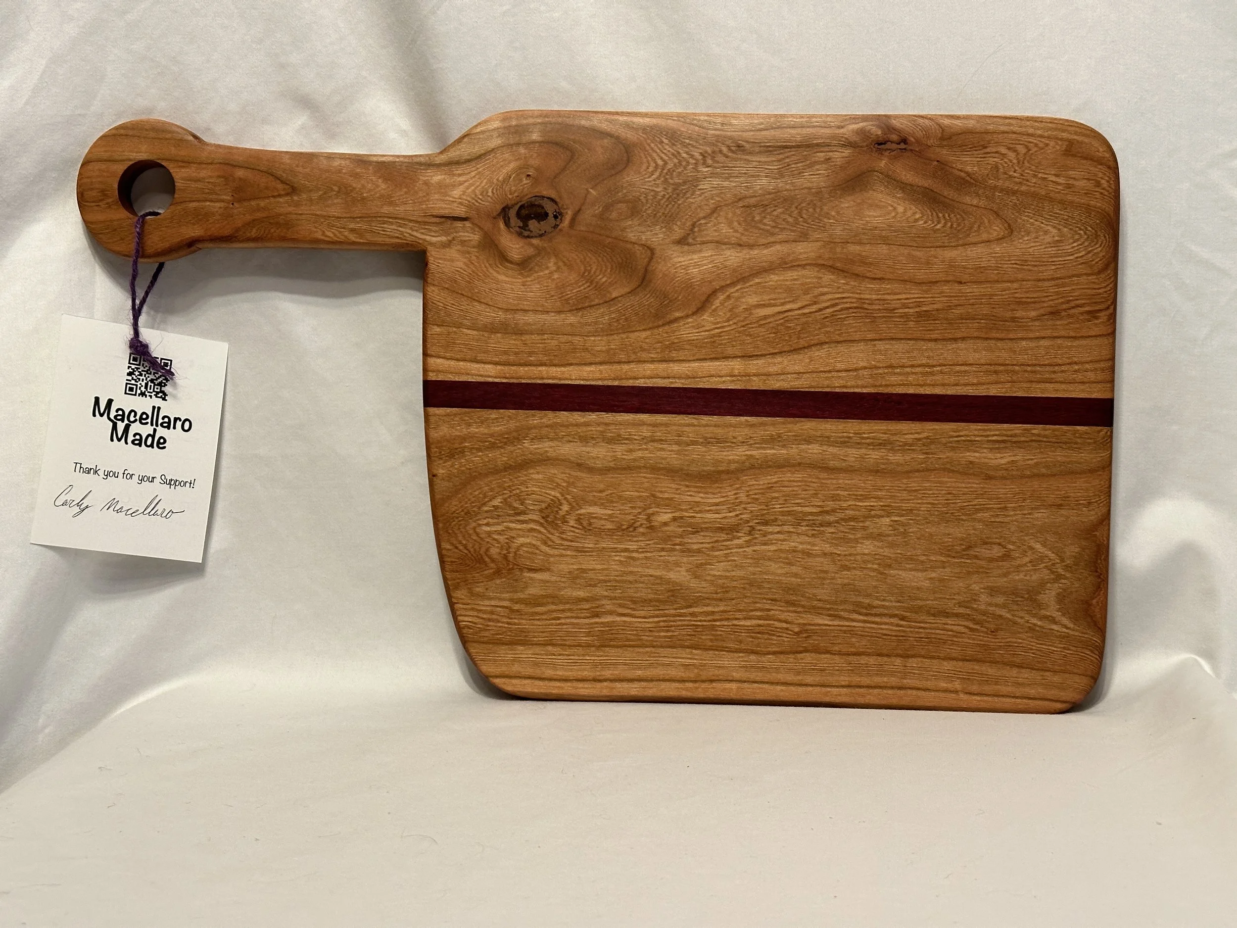 Macellaro Made Charcuterie Board - Cherry and Purple Heart woods. Request yours today - click on image to fill out request form - ST00002