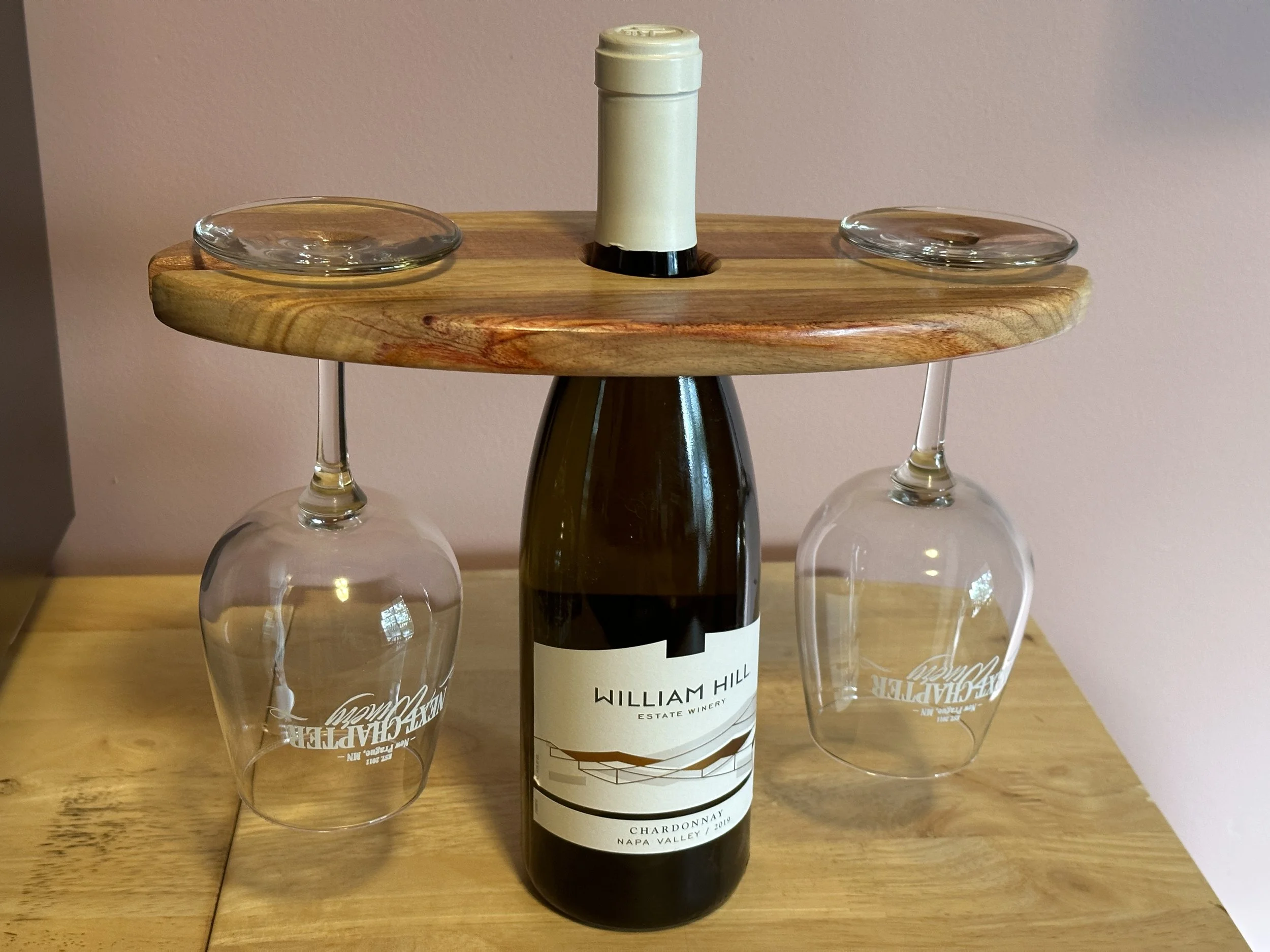 Wine Glass Caddy - Caddy supports red and white wine glasses