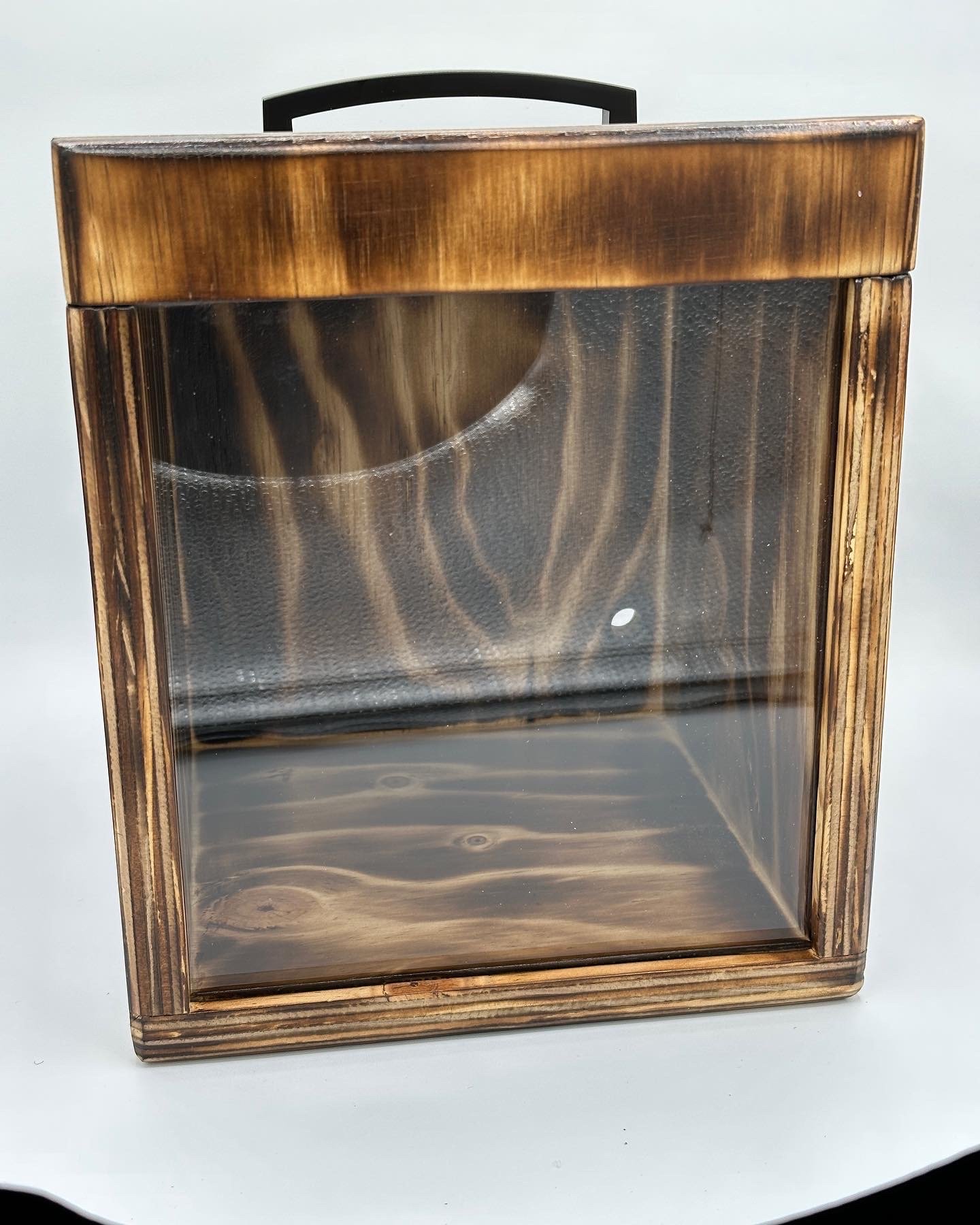 Rail Cocktail Smoker Box – Burnt Finish with Acrylic Front