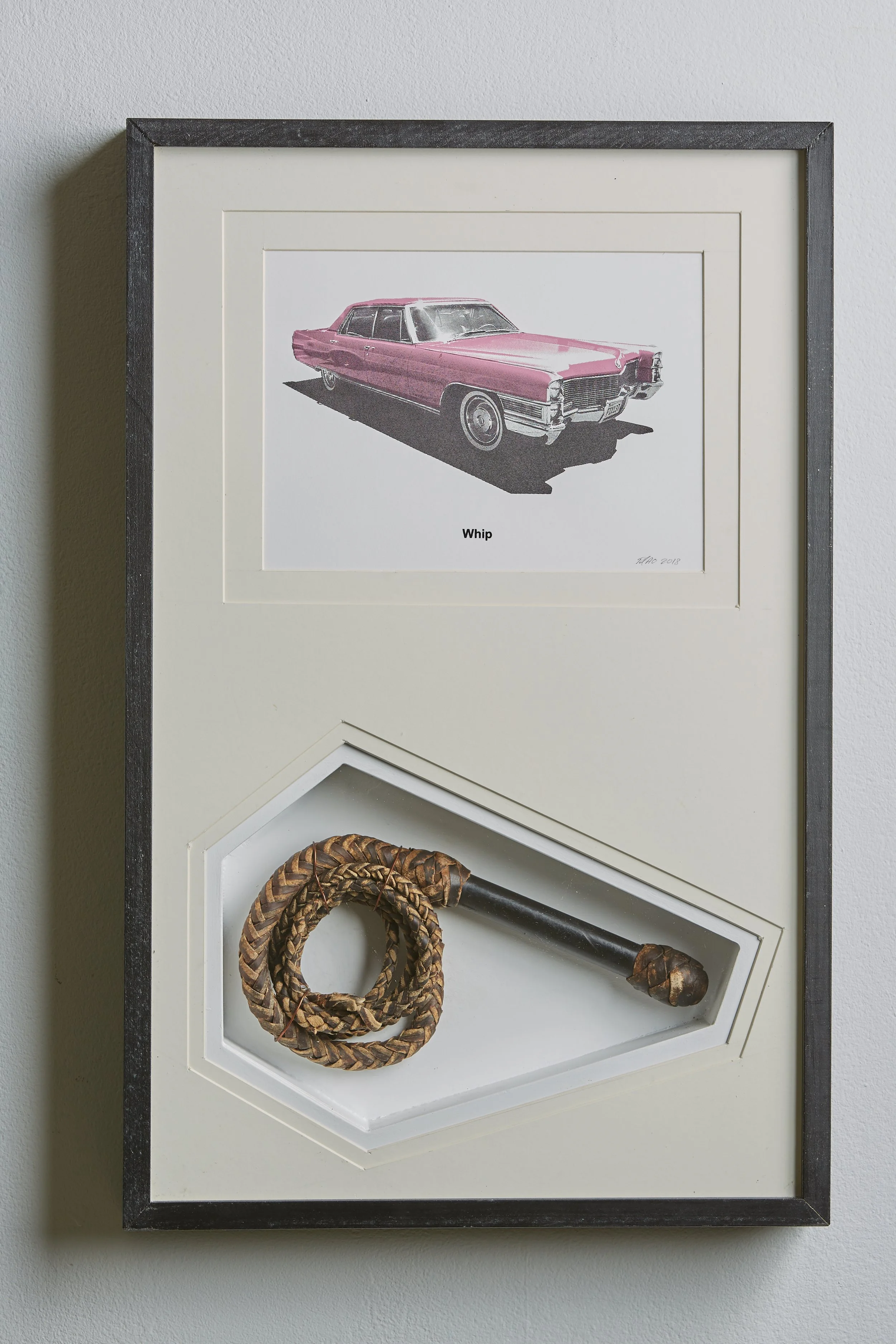 Whip; 2019. Serigraph on paper and bullwhip.
Private collection
***photograph by Russell Kilgore***