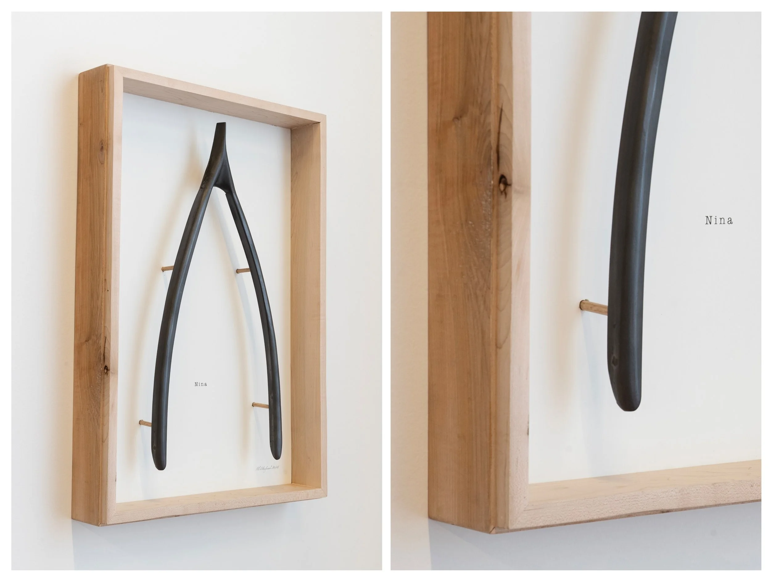 A Wishbone for Nina Simone
2024.
38” x 26” x 5”
carved wood, powdered charcoal and serigraph on wood panel.
***photograph by Benita Nnachortam***