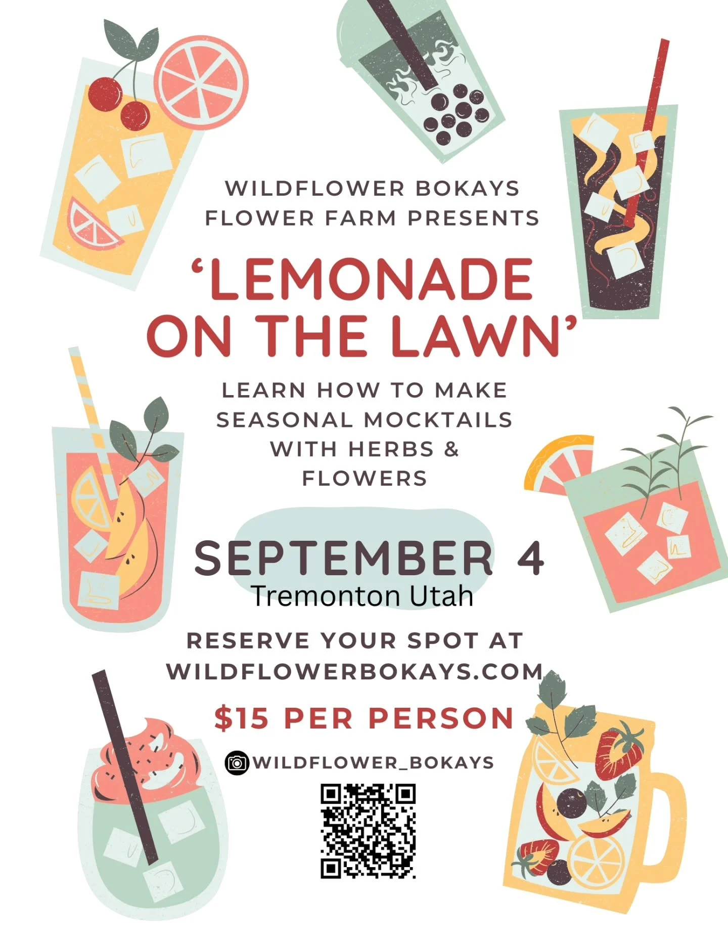 It might be 5 o'clock somewhere but we're gonna chill with 'lemonade on the lawn' at 7pm! 😄
Join me at the flower farm to learn how to make some fun and simple mocktails using herbs and flowers. I already have folks signing up before I announced thi