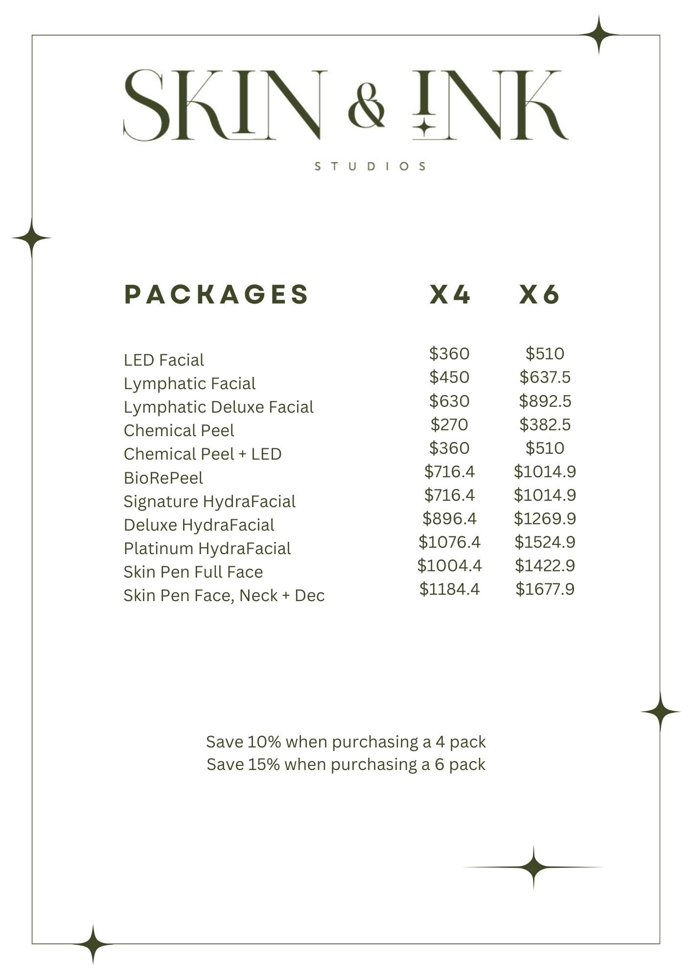 Service Menu — Skin & Ink Studios BALLARAT