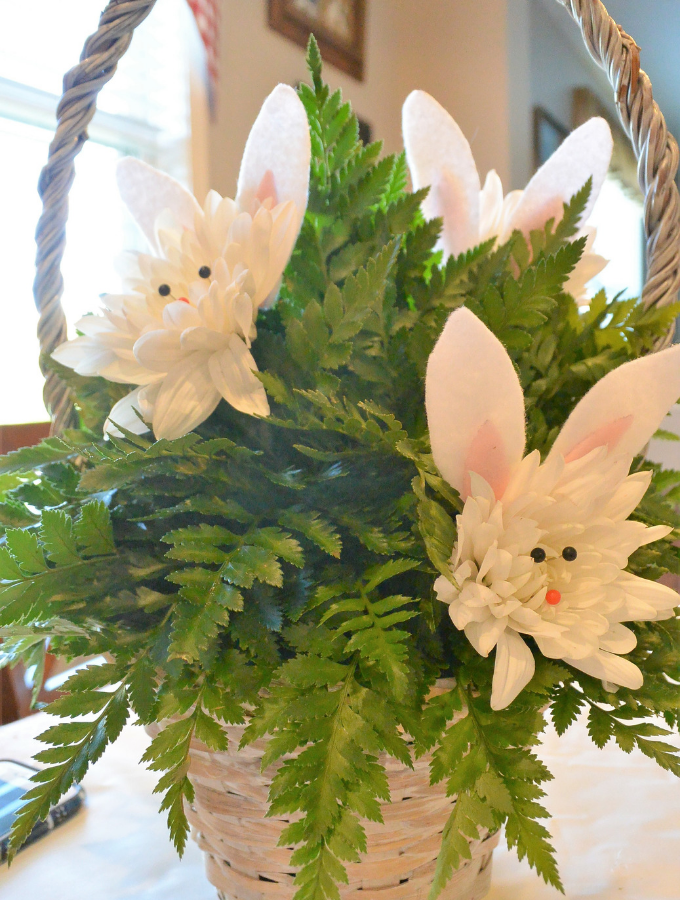 bunny flowers added to the arrangement