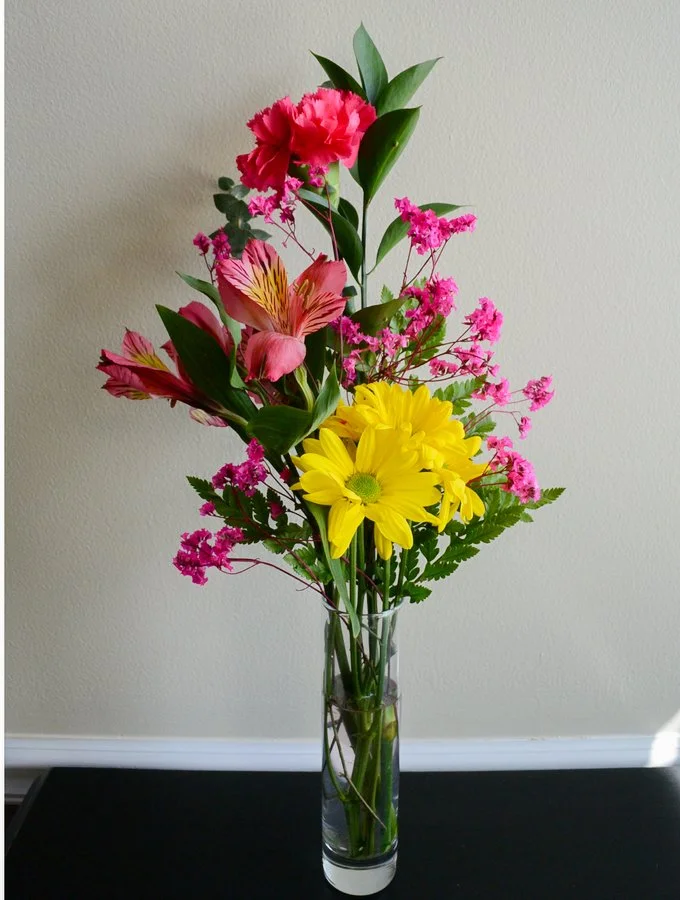 fill in open spaces with pink babys breath