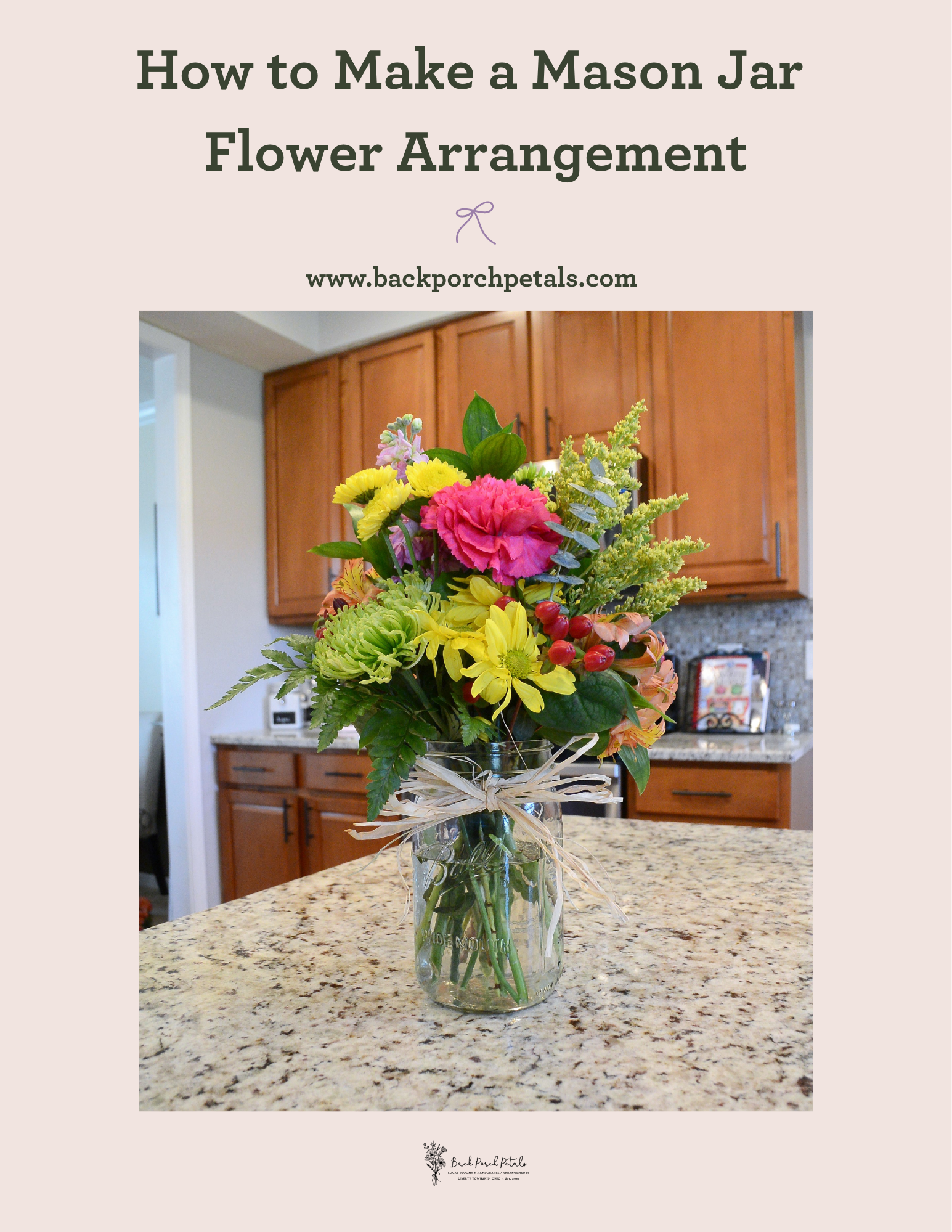 cover image for mason jar arrangement blog post