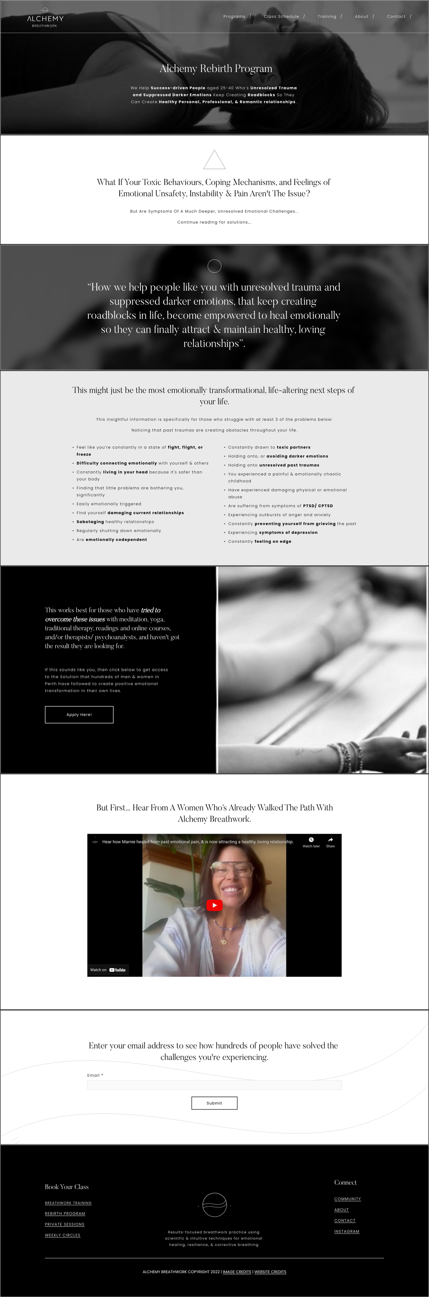 Alchemy Breathwork website page
