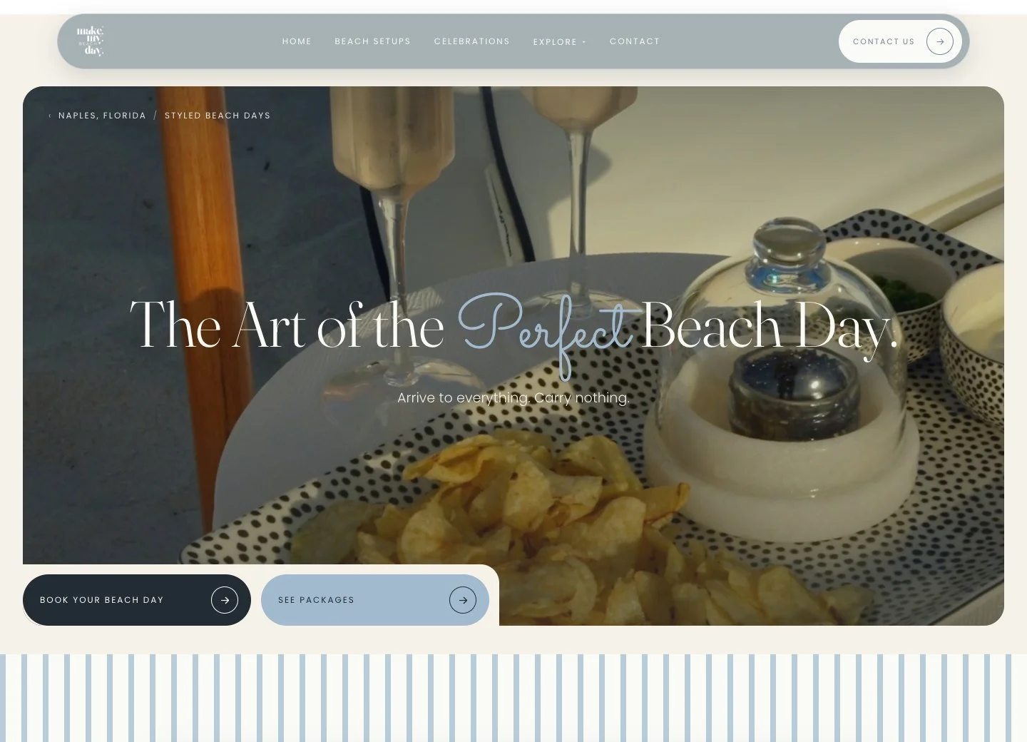 Make My Beach Day homepage design