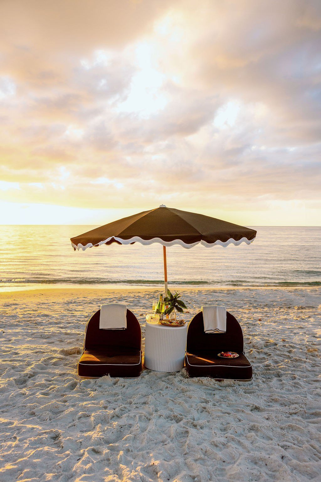 Sunset beach setup for two by Make My Beach Day in Naples, Florida