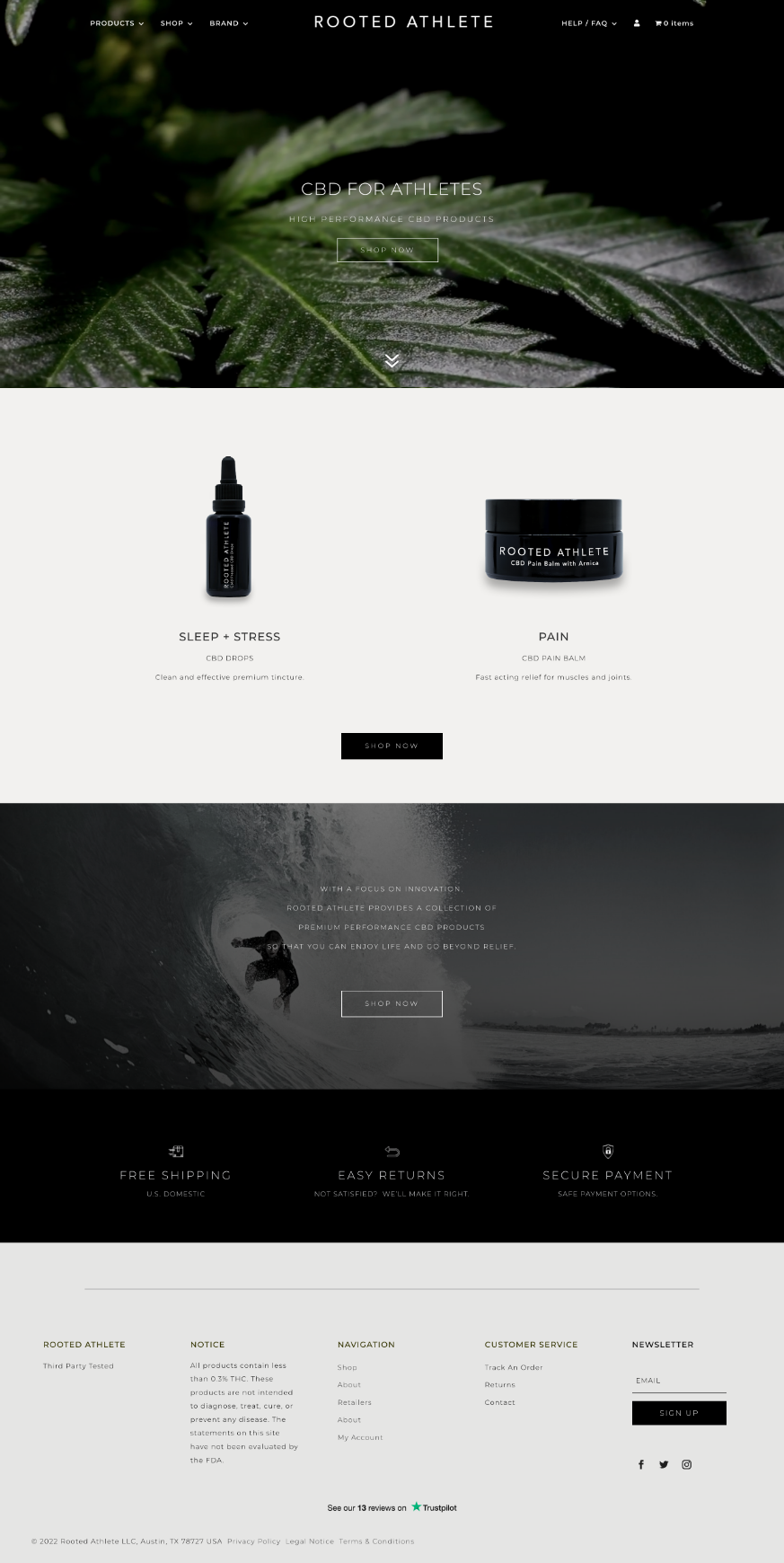 Rooted Athlete website page