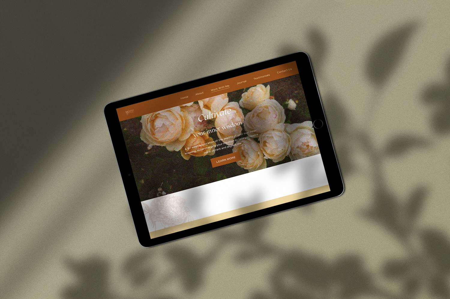 Mari Roberts website on tablet