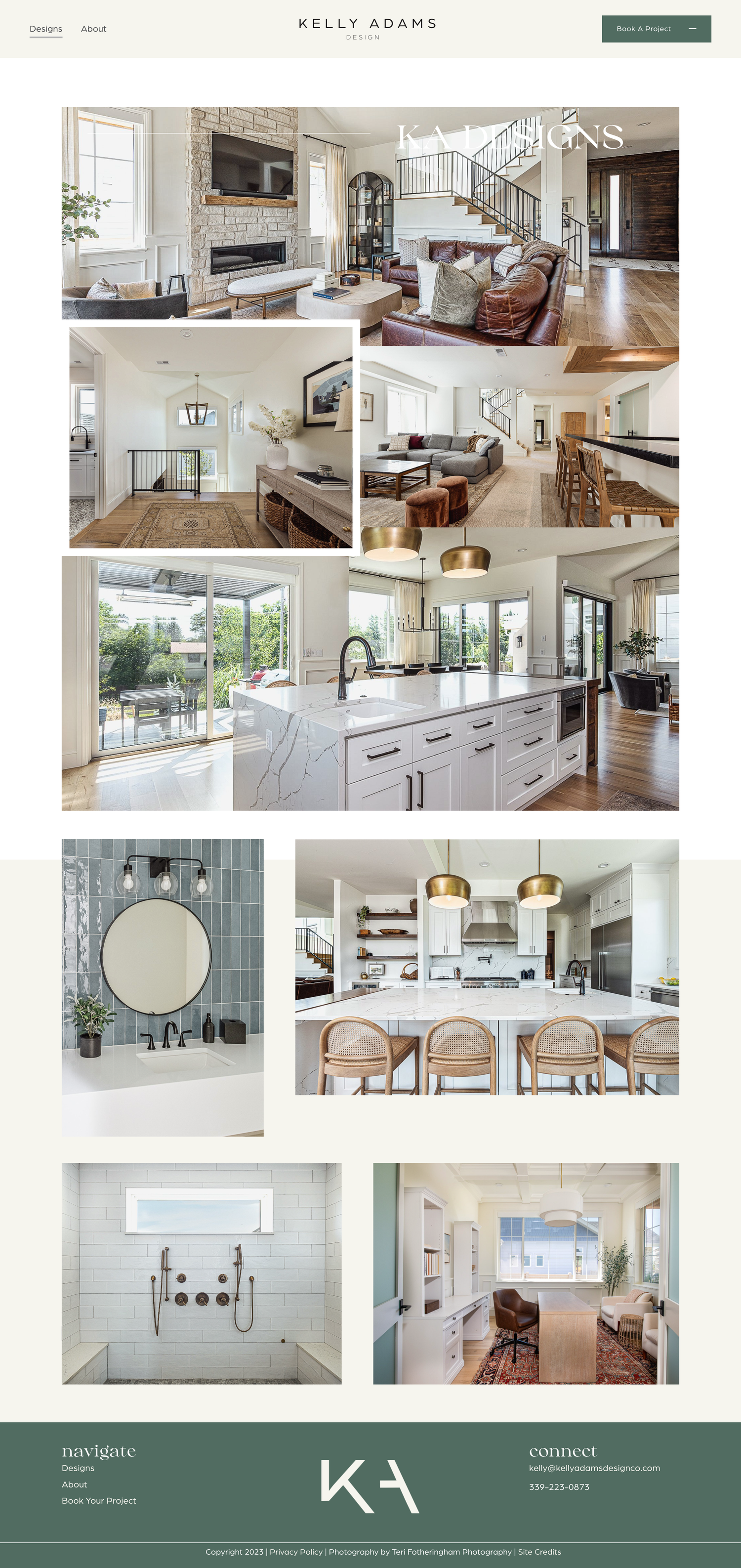 Kelly Adams Design Co. website page