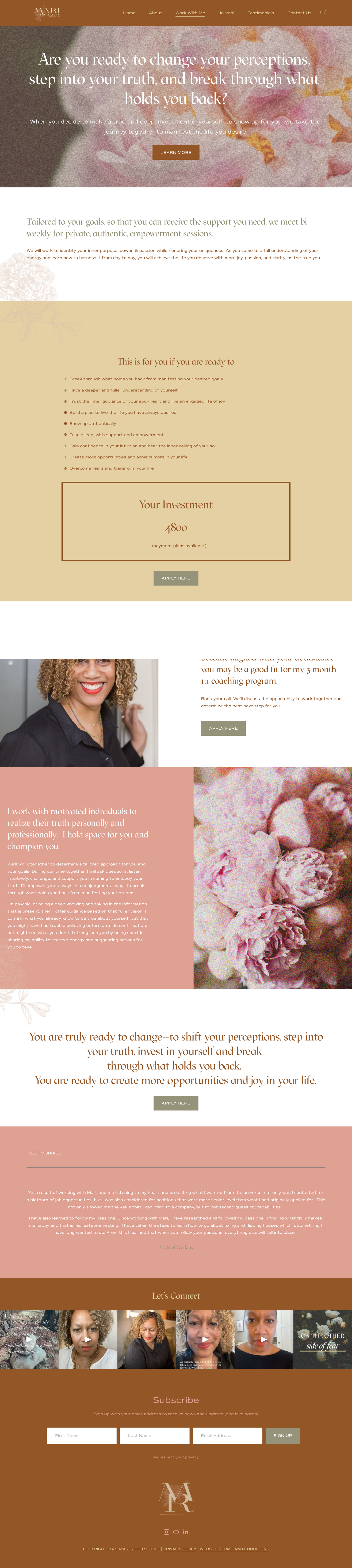 Mari Roberts website page