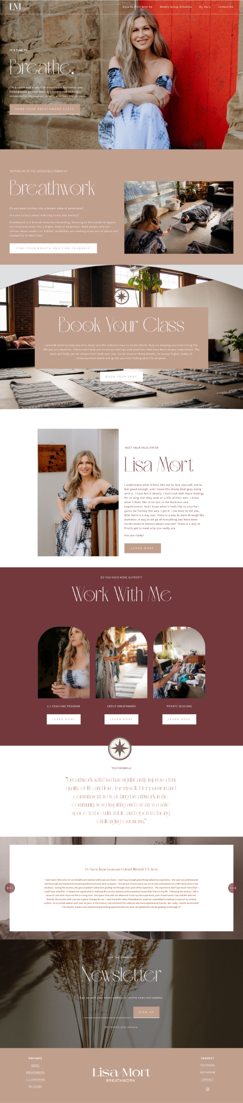 Lisa Mort Breathwork website page