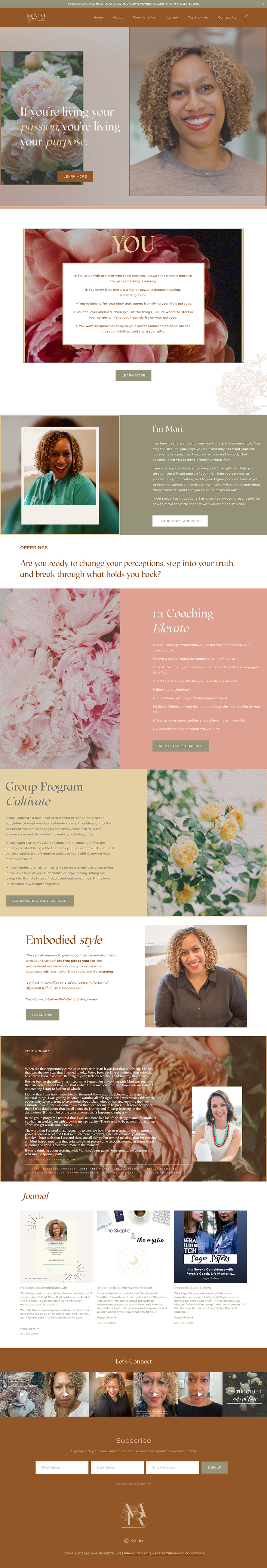 Mari Roberts website page