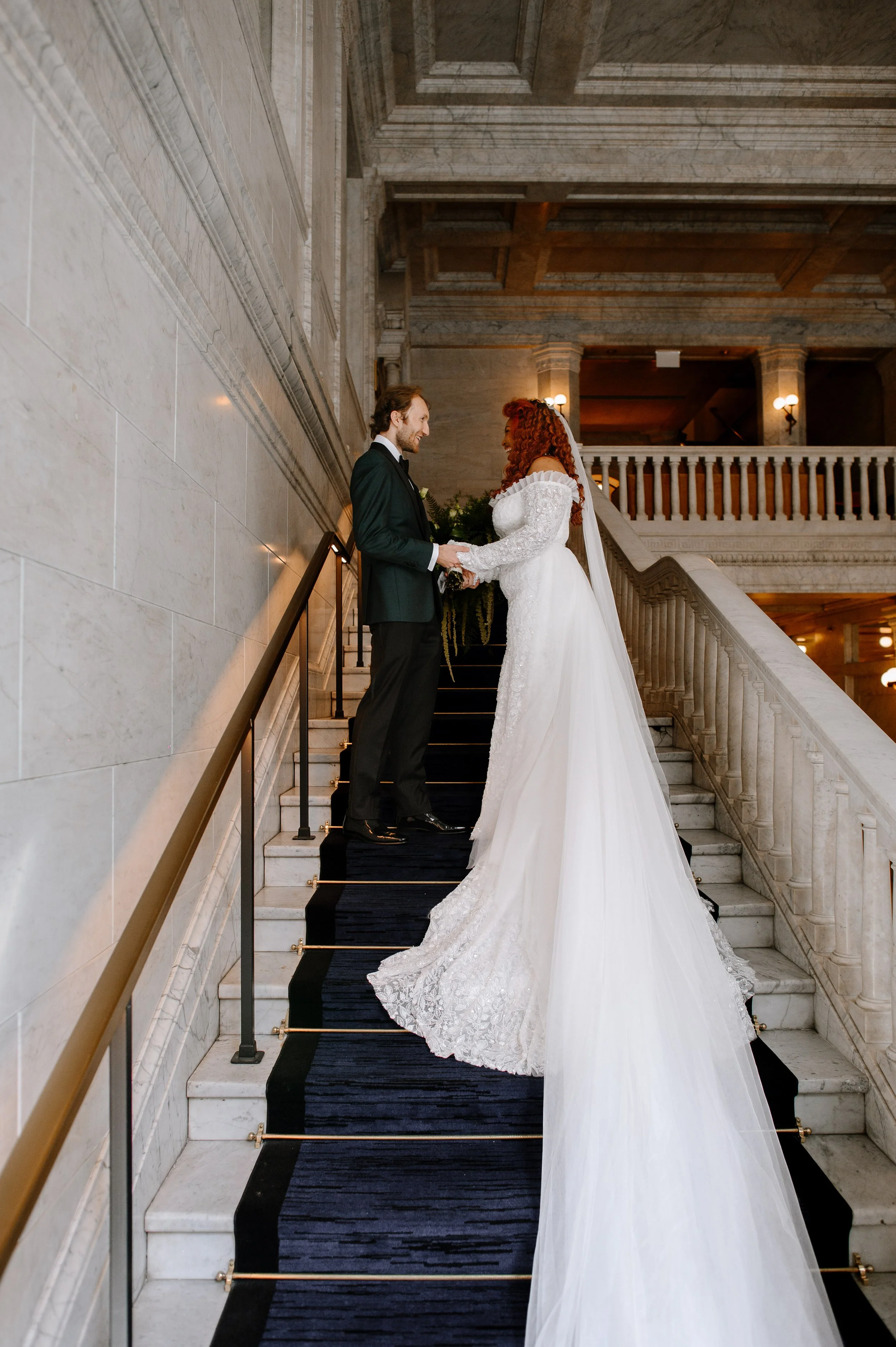 Bride and groom in wedding venues in Chicago area