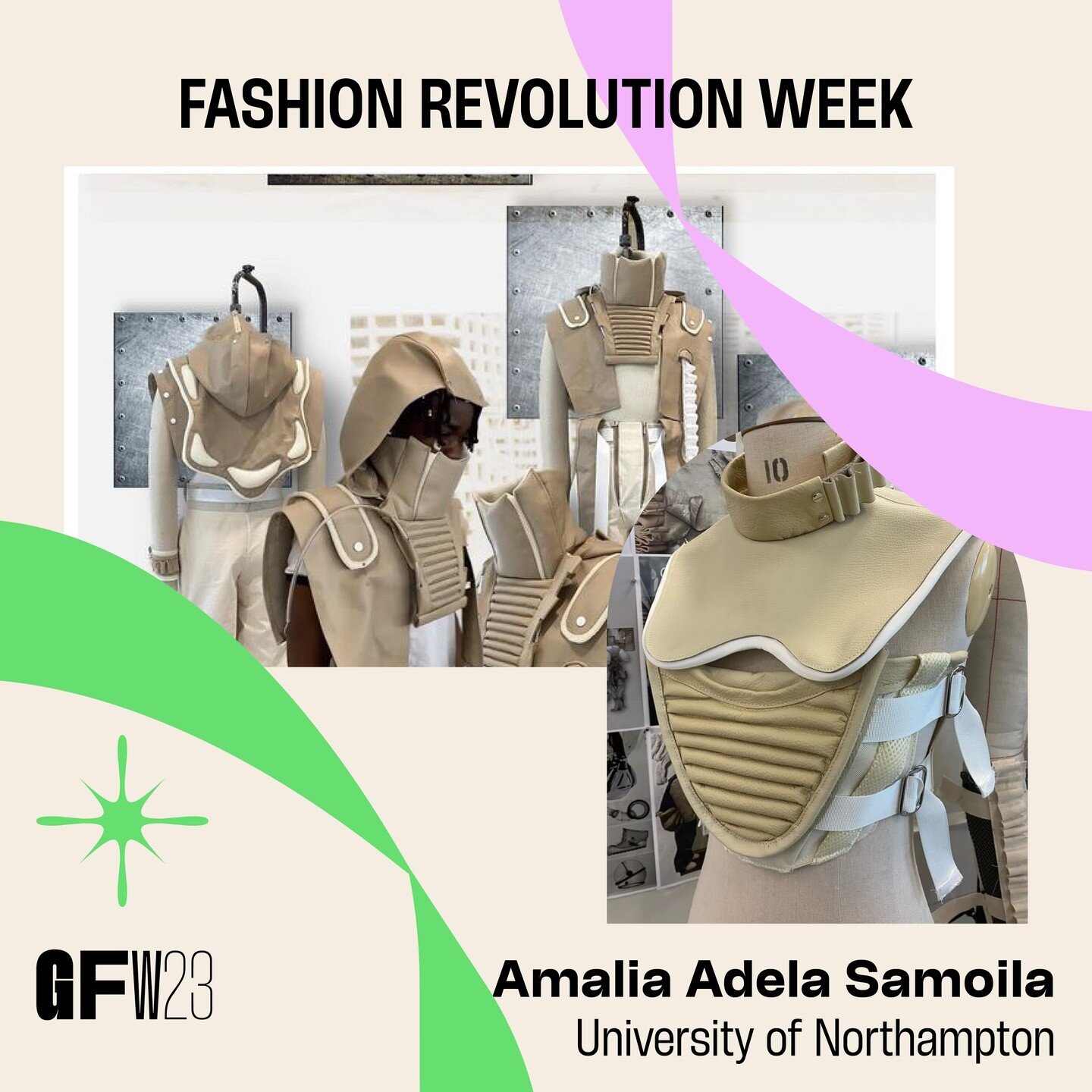 To celebrate #FashionRevolutionWeek we're highlighting student work that centres around fashion activism 👏

Amalia Adela Samoila is a Fashion student at the University of Northampton and their collection 'Aambivert' brings awareness to adopting sust