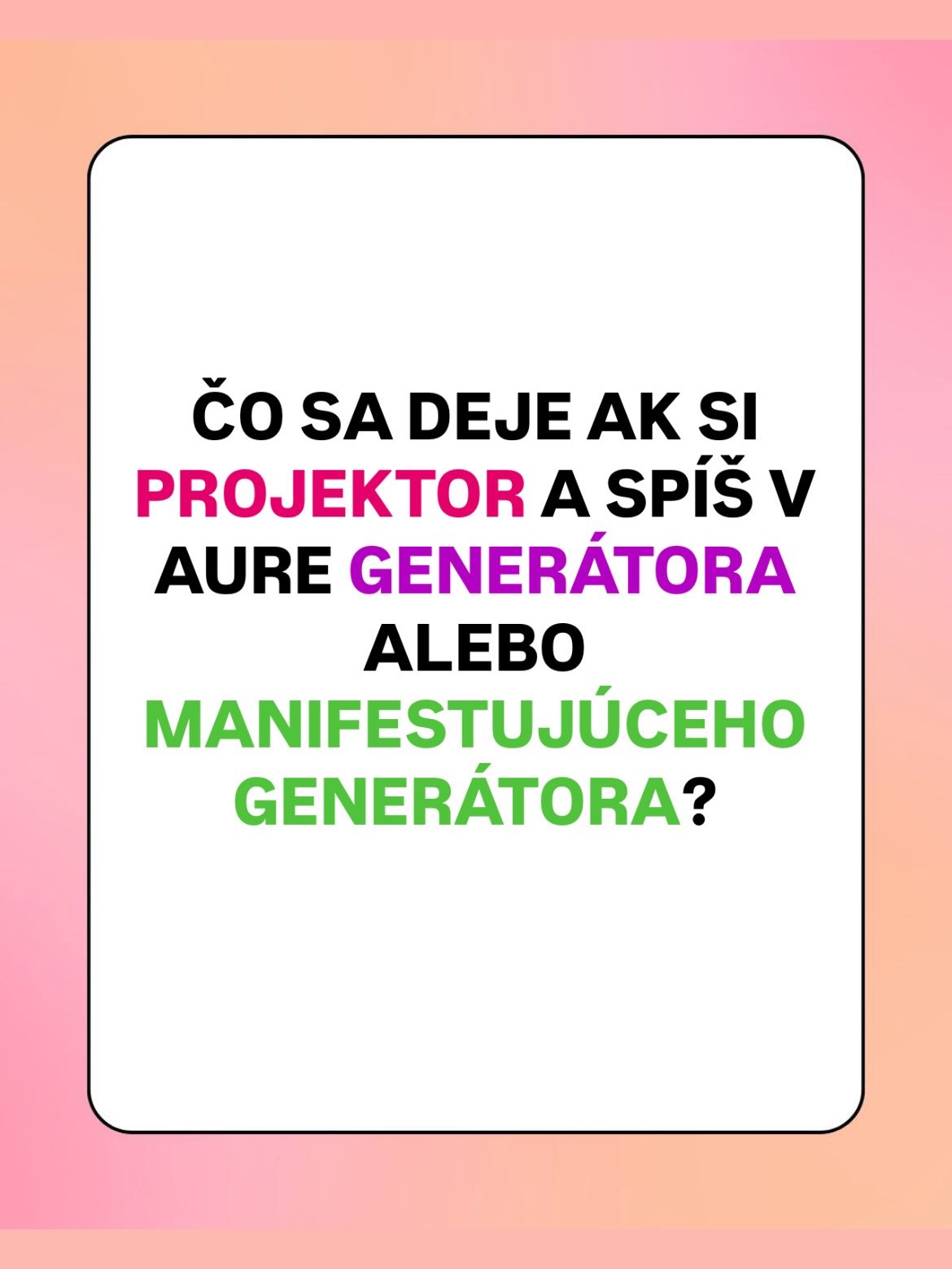 (pokračovanie)

D&ocirc;vod je ten, že si napojen&aacute; na energiu, ktor&aacute; nie je tvoja a nem&aacute;&scaron; priestor ju pustiť a byť sama sebou. 

Neznamen&aacute; to, že mus&iacute;&scaron; spať sama každ&uacute; noc. &Uacute;plne rozumiem