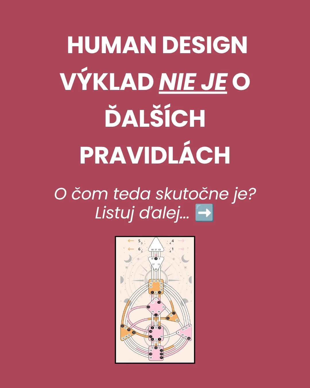 💎Human Design v&yacute;klad je priestor, ktor&yacute; patr&iacute; iba tebe, tvojej energii a tvojmu jedinečn&eacute;mu pr&iacute;behu.

Tento v&yacute;klad nie je len ďal&scaron;ia charakteristika, na ktor&uacute; hneď zabudne&scaron;. 

👉Tento v&