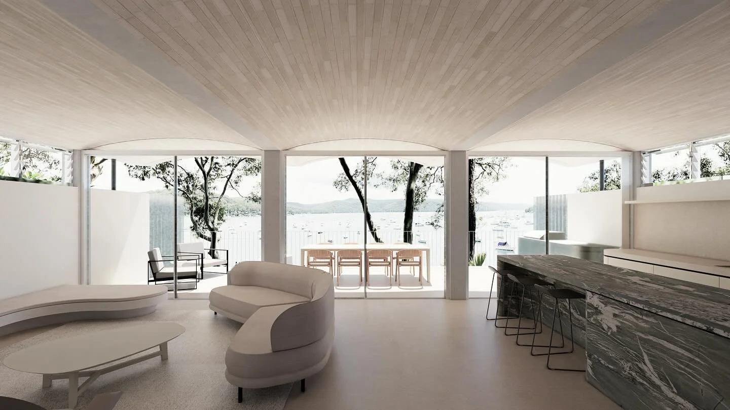 The living area view of our project in Newport looking toward Pittwater just starting construction with @lawsonandlovell, by Erik Smithson Architecture and @staffordarchitecture. Structural by @pmiengineers .
.
.
.
.
.
#architecture #architect #archl