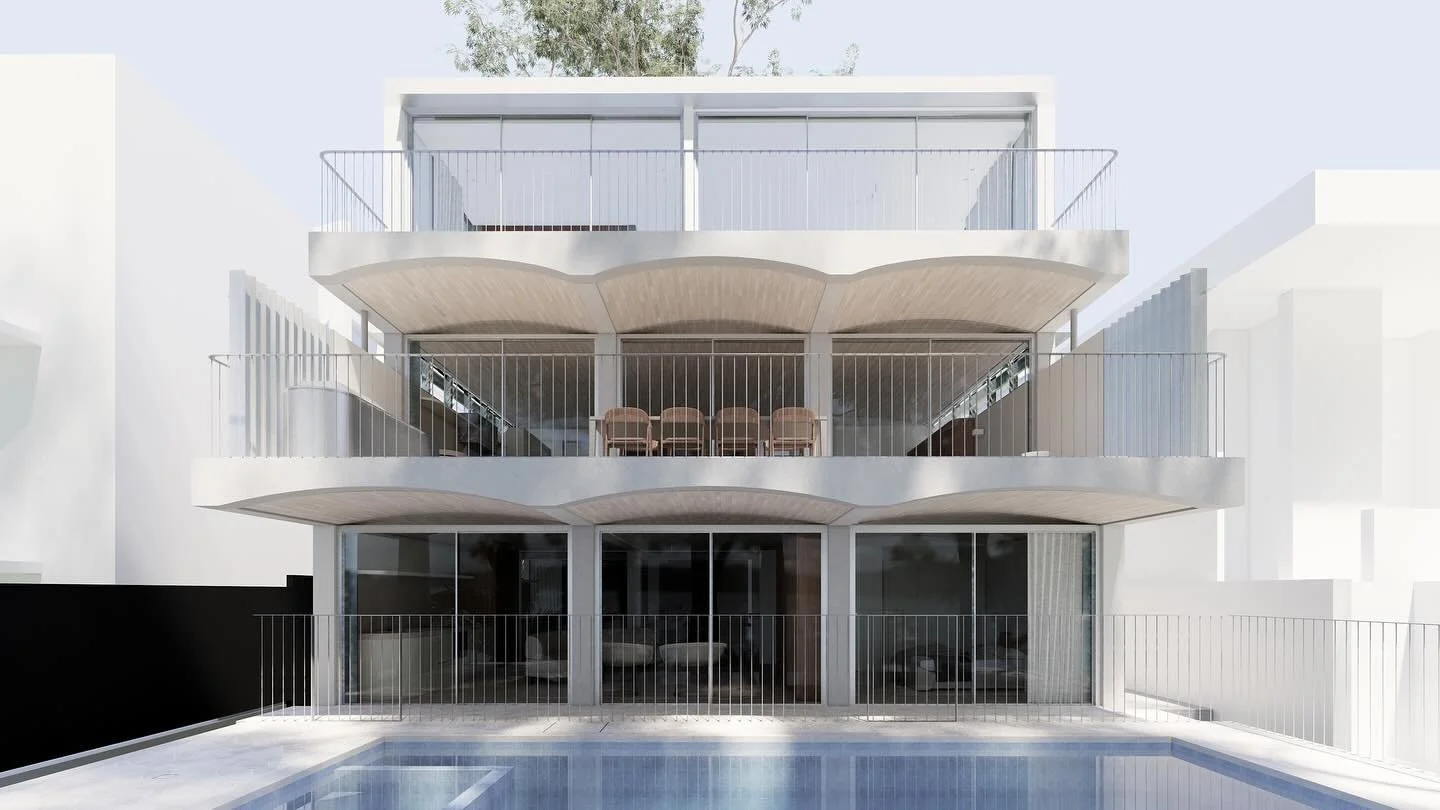 The rear view and living space of our project in Newport just started construction by Erik Smithson Architecture and @staffordarchitecture with builder @lawsonandlovell. Brick vaults create light filled living spaces with views towards Pittwater.
.
.