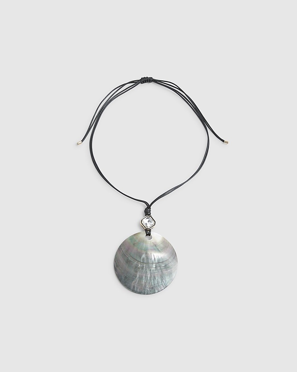 River Island Black Shell Cord Pendant Necklace