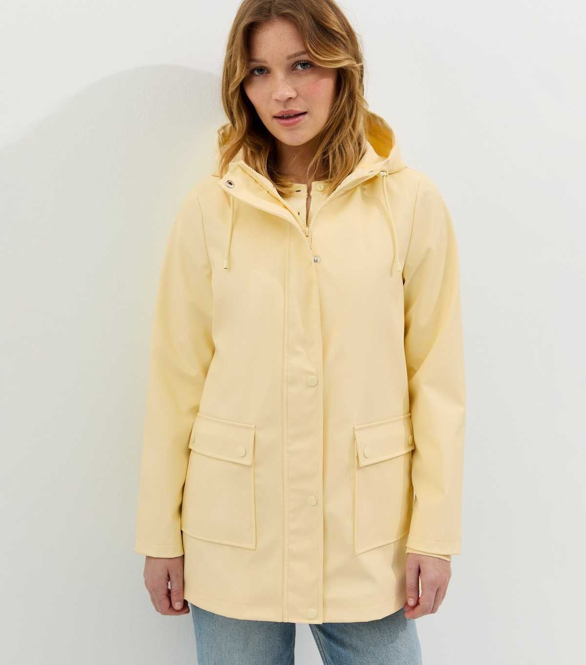 New Look Light Yellow Water Resistant Drawstring Hood Rain Anorak 