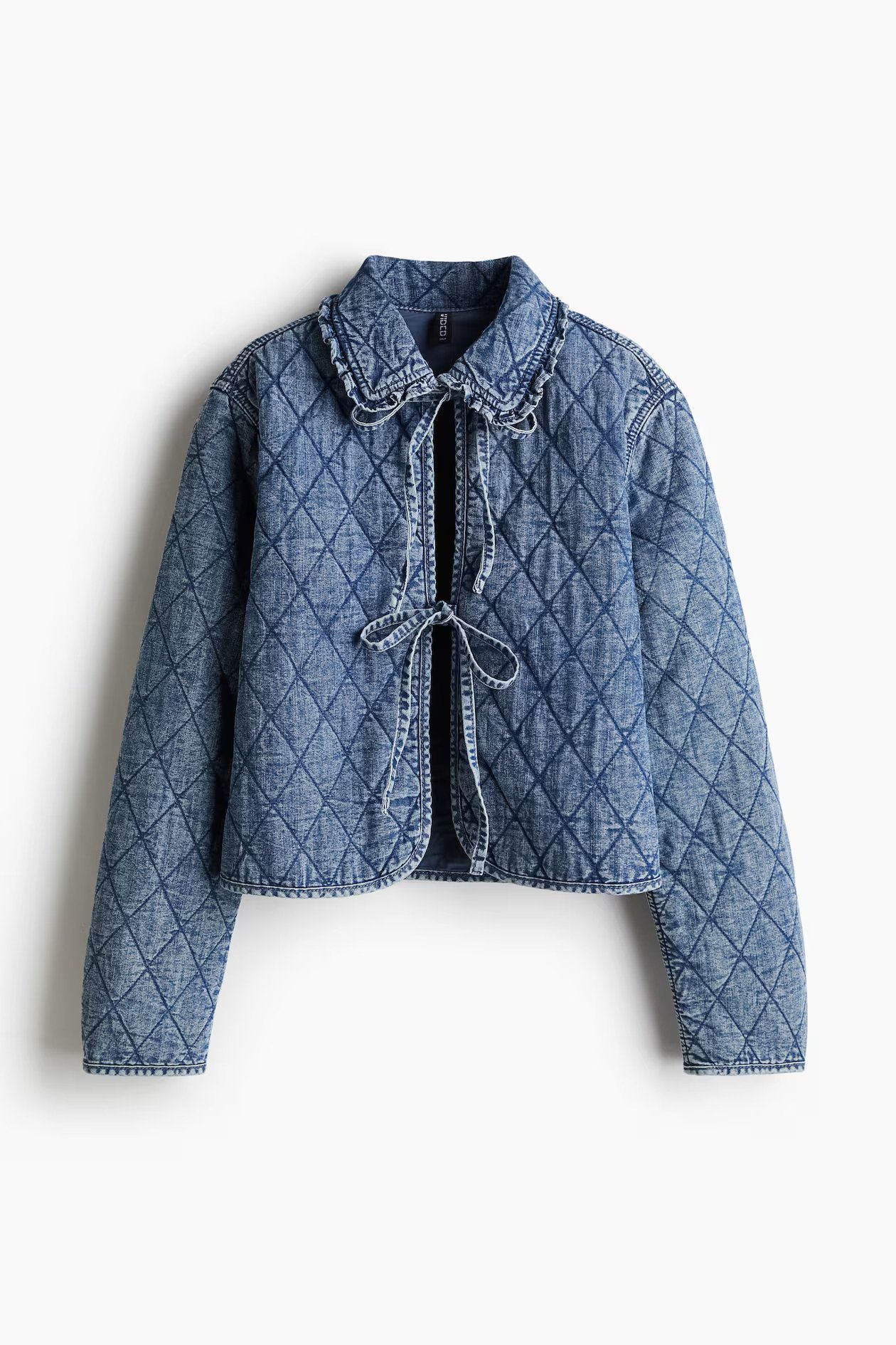 H&M Quilted Denim Jacket in Light Denim Blue