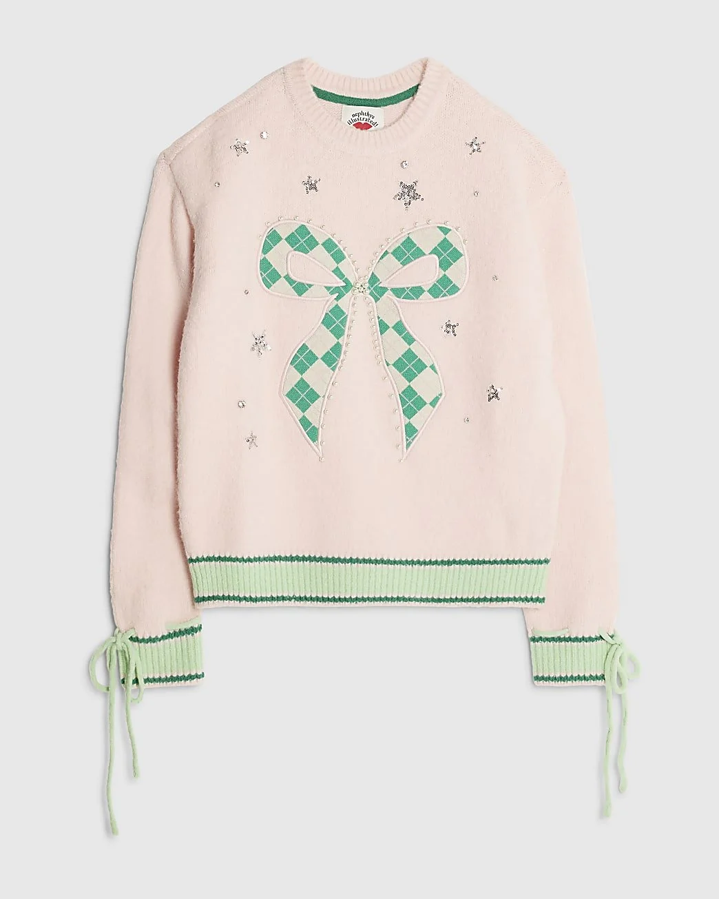 River Island Nepthys Pink Bow Christmas Jumper