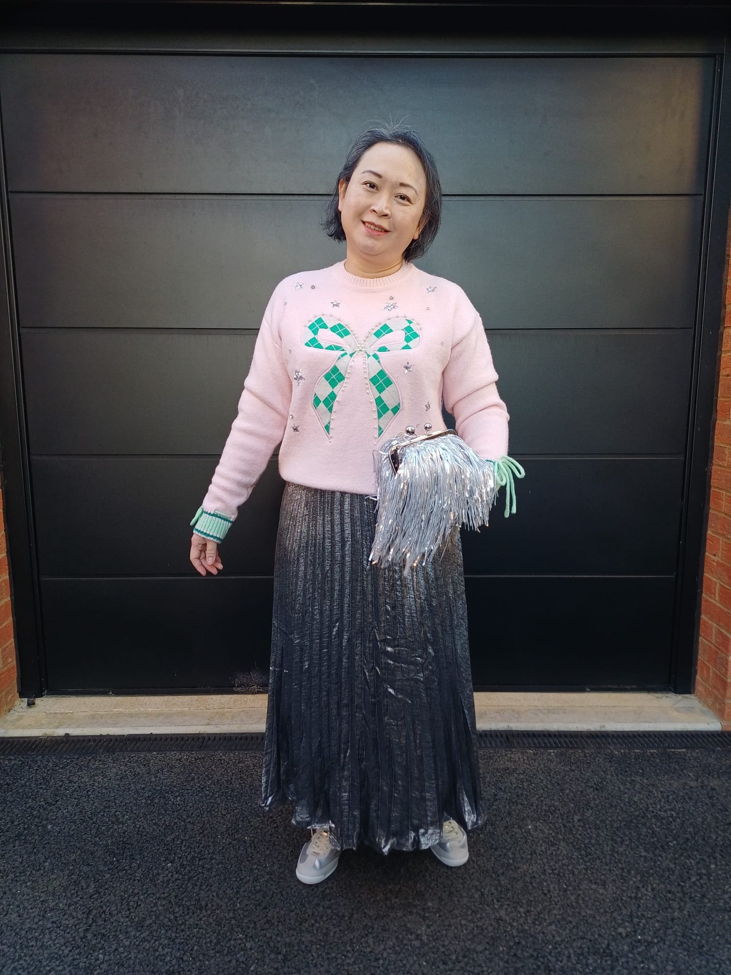 Nepthys Pink Bow Christmas Jumper at River Island