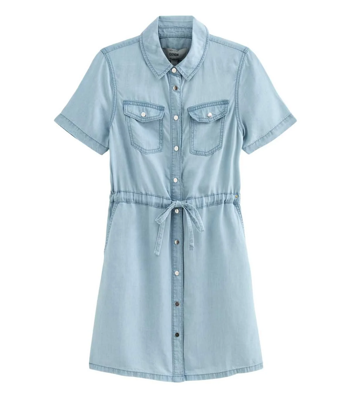 New Look Light Blue Lightweight Denim Shirt A-Line Mini Dress