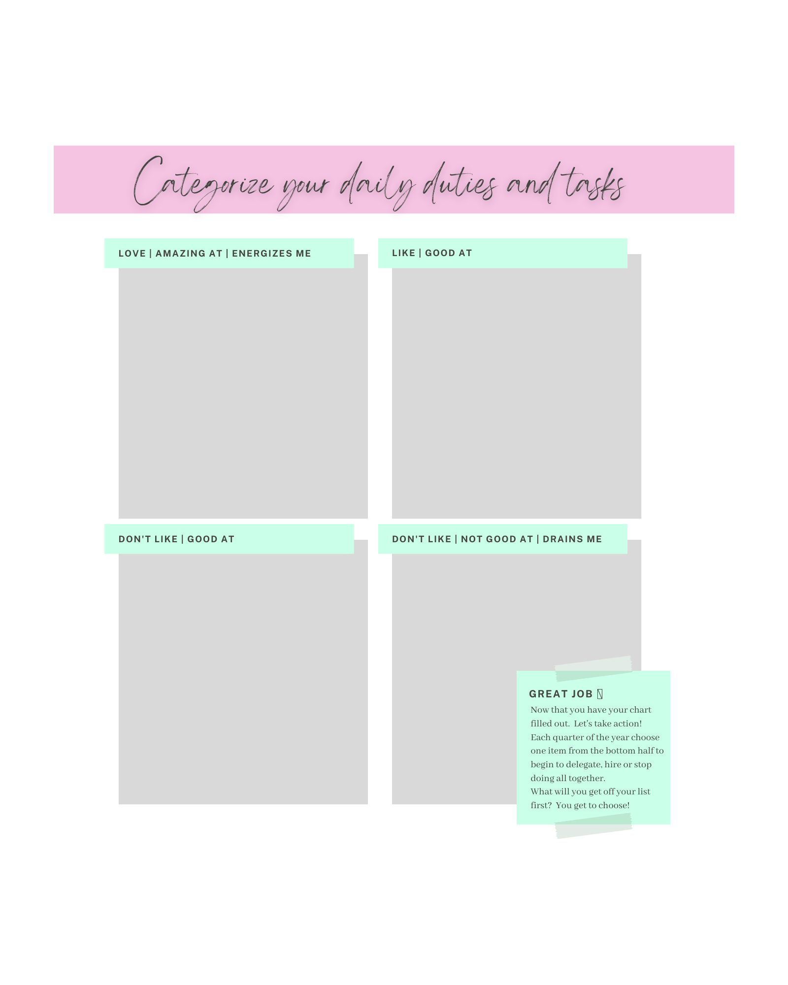 Categorize your daily duties and tasks | Digital Download