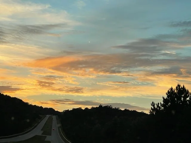 Sunset on the highway
