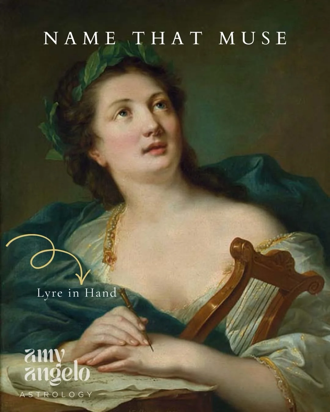 NAME THAT MUSE✨ holding a lyre &amp; wearing a laurel crown she&rsquo;s connected to the sacred art of dance. Multi-talented with instruments, she maintains the beat and rhythms that connect us with the dance of life 💃🏽❤️🪩

If you&rsquo;re feeling