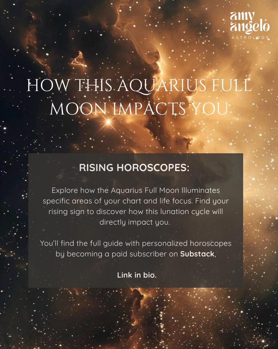 Full Moons bring to light what we need to see, or cannot look away from, and the Aquarius Full Moon is marked by incredible depths and heights. Find your rising sign to find your focus. Become a paying member on Substack for a deeper read.